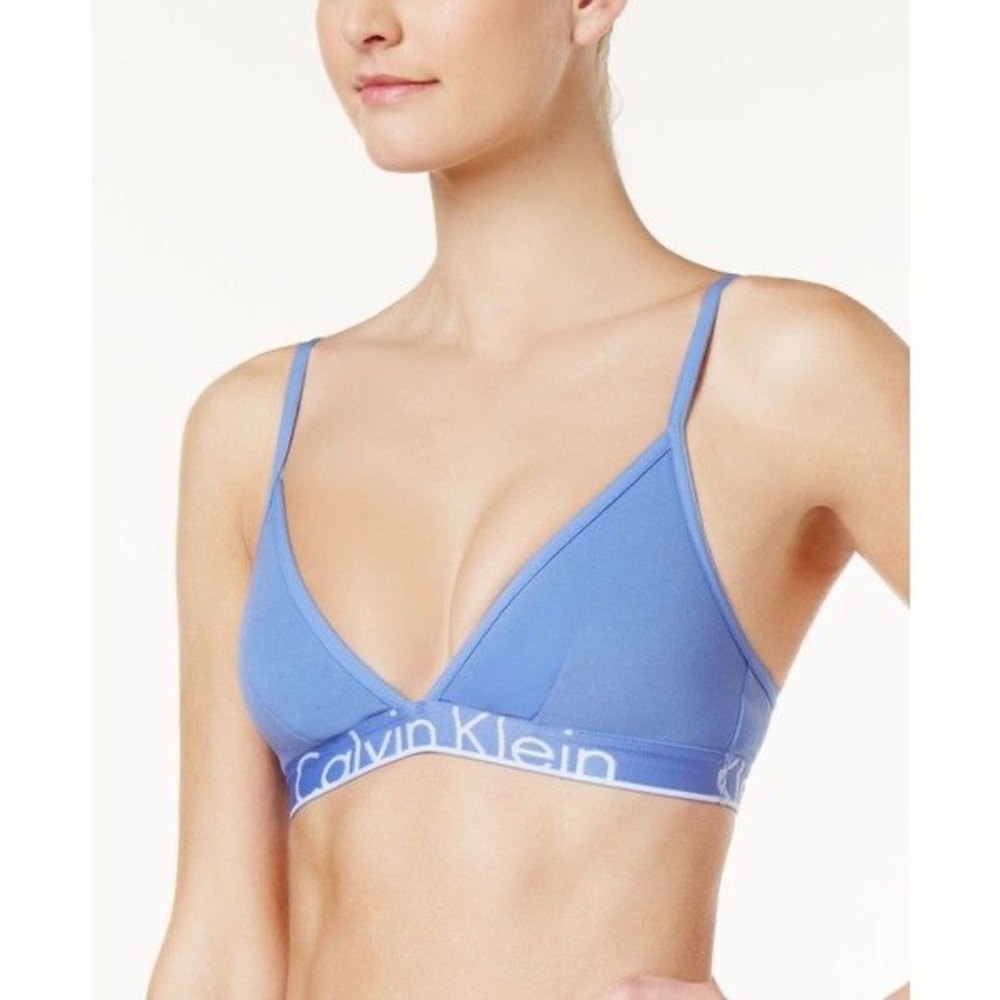 Calvin Klein Cotton Triangle Logo Bralette Blue